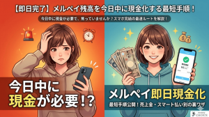 【即日完了】メルペイ残高を今日中に現金化する最短手順！売上金・スマート払い別の裏ワザと注意点