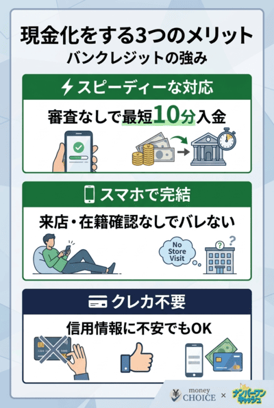 バンクレジットで現金化をする3つのメリット