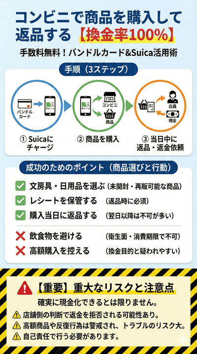 コンビニで商品を購入して返品する【換金率100％】