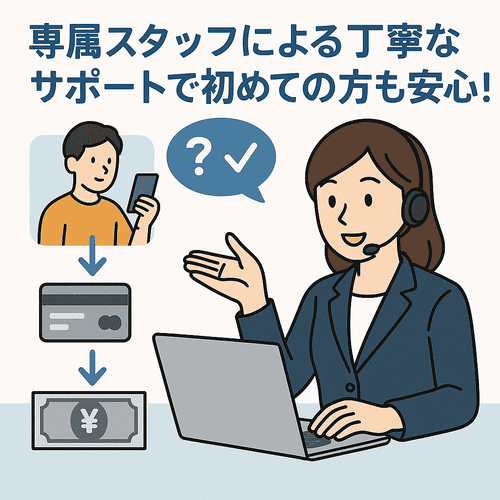 専属スタッフによる丁寧なサポートで初めての方も安心!