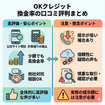 換金率に関する口コミ評判