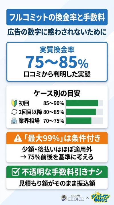 フルコミットの実際の換金率は？不透明な手数料を検証