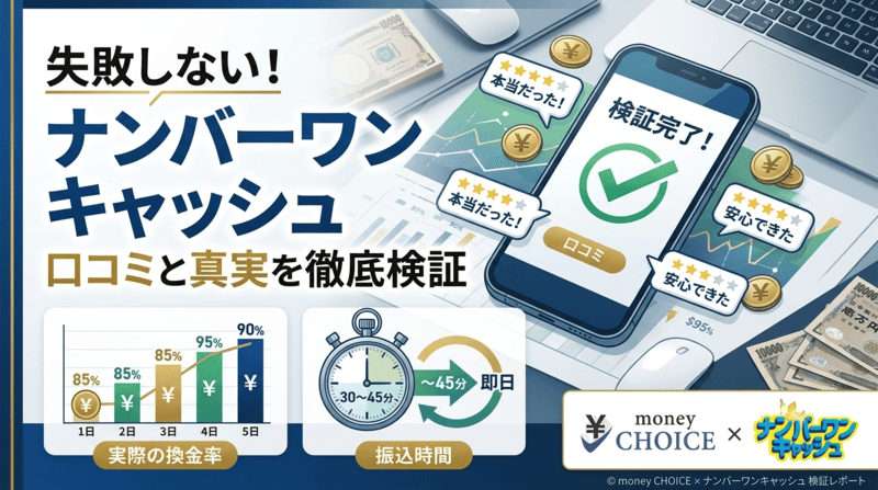 失敗しない！ナンバーワンキャッシュの口コミと実際の換金率・振込時間を徹底検証