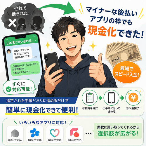 ナンバーワンキャッシュのマイナーな後払いアプリにも対応している点への評価