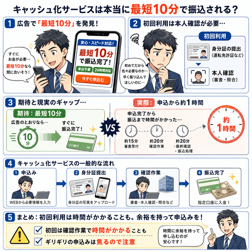 ナンバーワンキャッシュの初回利用時の本人確認にかかる時間への不満