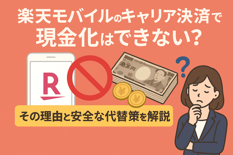 楽天モバイルのキャリア決済で現金化はできない？その理由と安全な代替策を解説