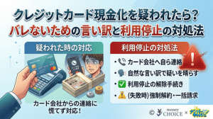 クレジットカード現金化を疑われたら？バレないための言い訳と利用停止の対処法
