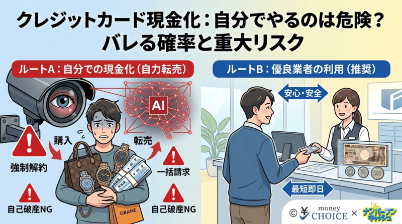クレジットカード現金化を自分でやるのは危険？バレる確率と重大なリスク