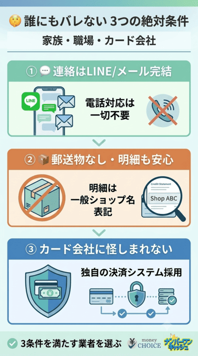 クレジットカード現金化が家族・職場・カード会社にバレないための絶対条件