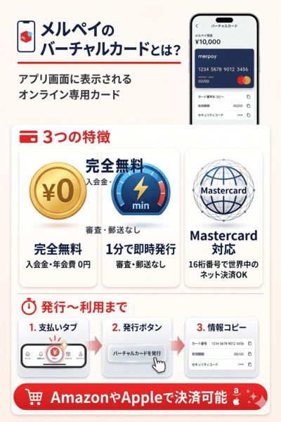 必須アイテム！メルペイのバーチャルカードを発行しよう