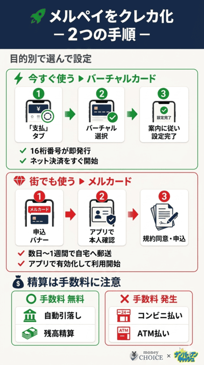 メルペイをクレジットカードとして使うための手順