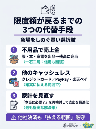 限度額が戻るまでの間に使える代替の決済手段