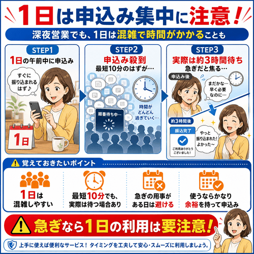 即金キンタロウの毎月1日の著しい混雑と遅延への不満