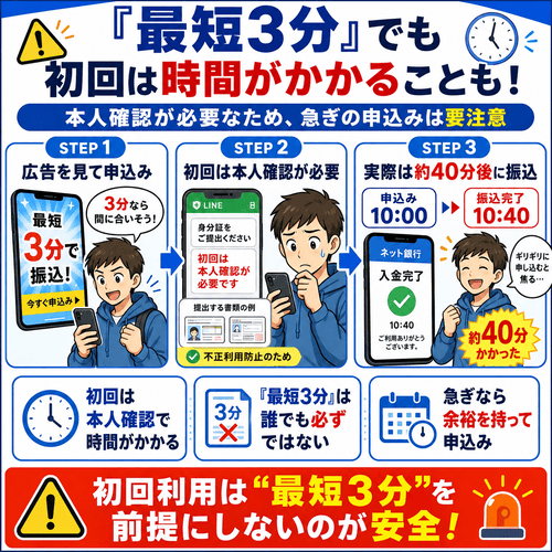 キャッツマネーの初回利用時の時間に関する不満