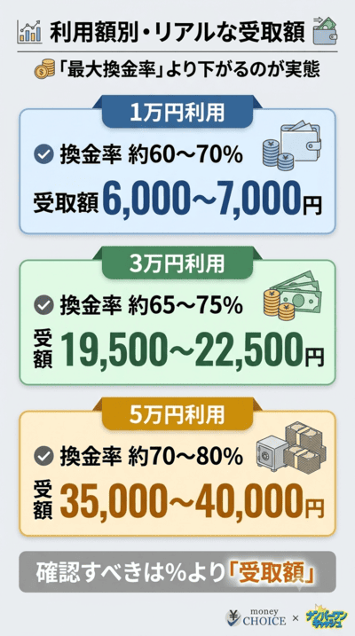 ファストライフの実際の換金率と受取額の目安を大公開